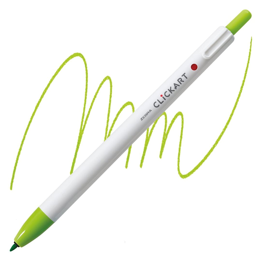Open in modal - Zebra ClickArt Retractable Marker - Light Green marker and swatch