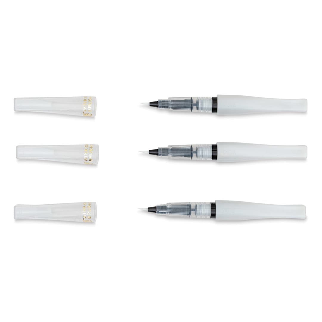 Open in modal - Zig Wink of Stella Brush II Pens - Clear, Set of 3 (with caps off)