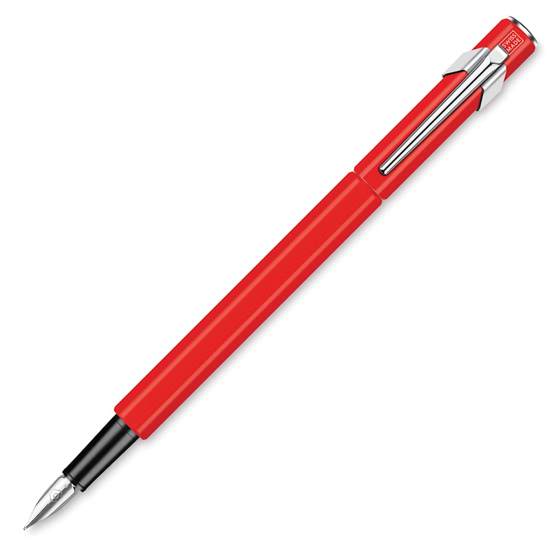 Open in modal - Caran d’Ache 849 Fountain Pen, Red, Medium Nib, Cap Off