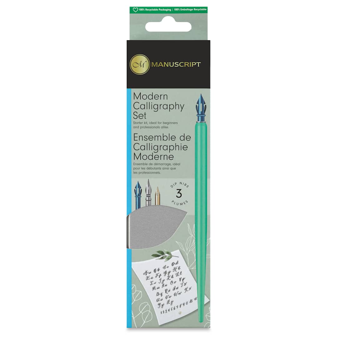 Open in modal - Manuscript Modern Calligraphy Dip Pen Set - Teal, front of the packaging