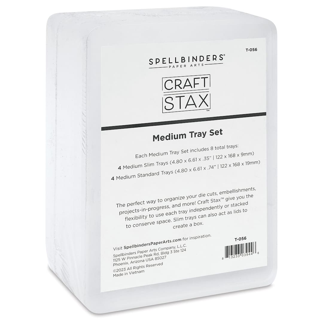 Open in modal - Spellbinders Craft Stax Tray Set - Set of 8, Medium, 4.8" x 6.61" front of packaging