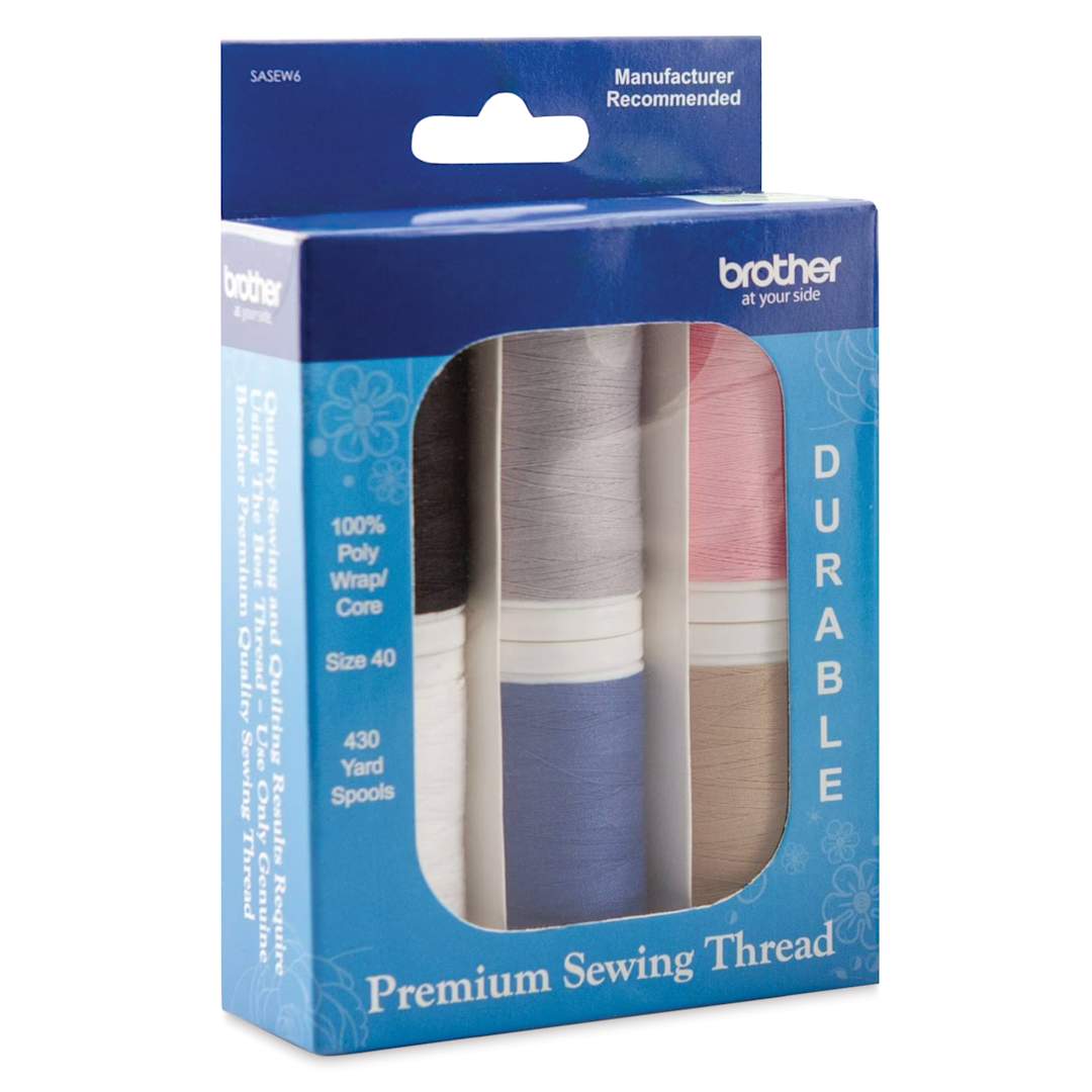 Open in modal - Brother Premium Sewing Thread - Assorted, 430 yds, Set of 6