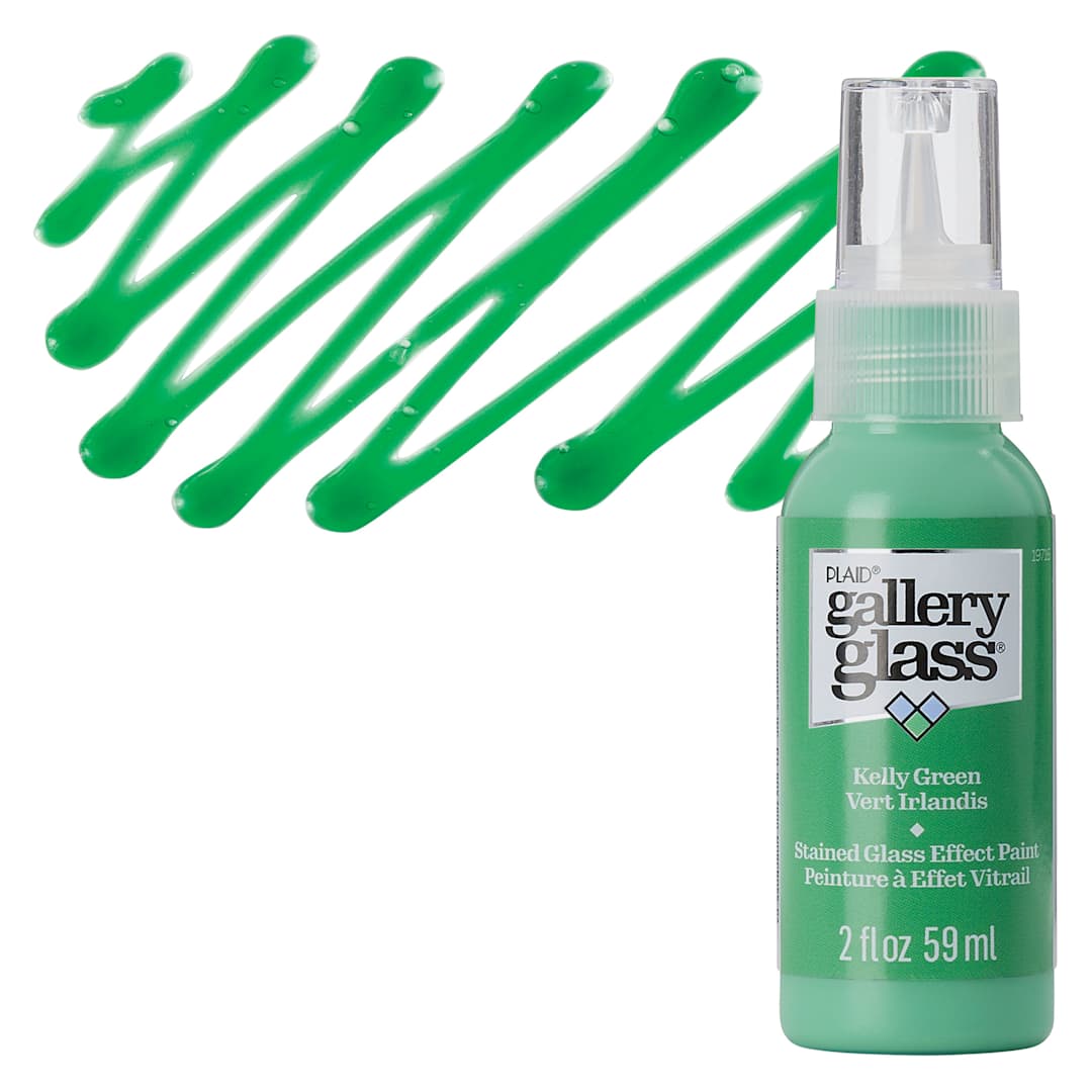 Open in modal - Gallery Glass Paint - Kelly Green, 2 oz bottle and swatch