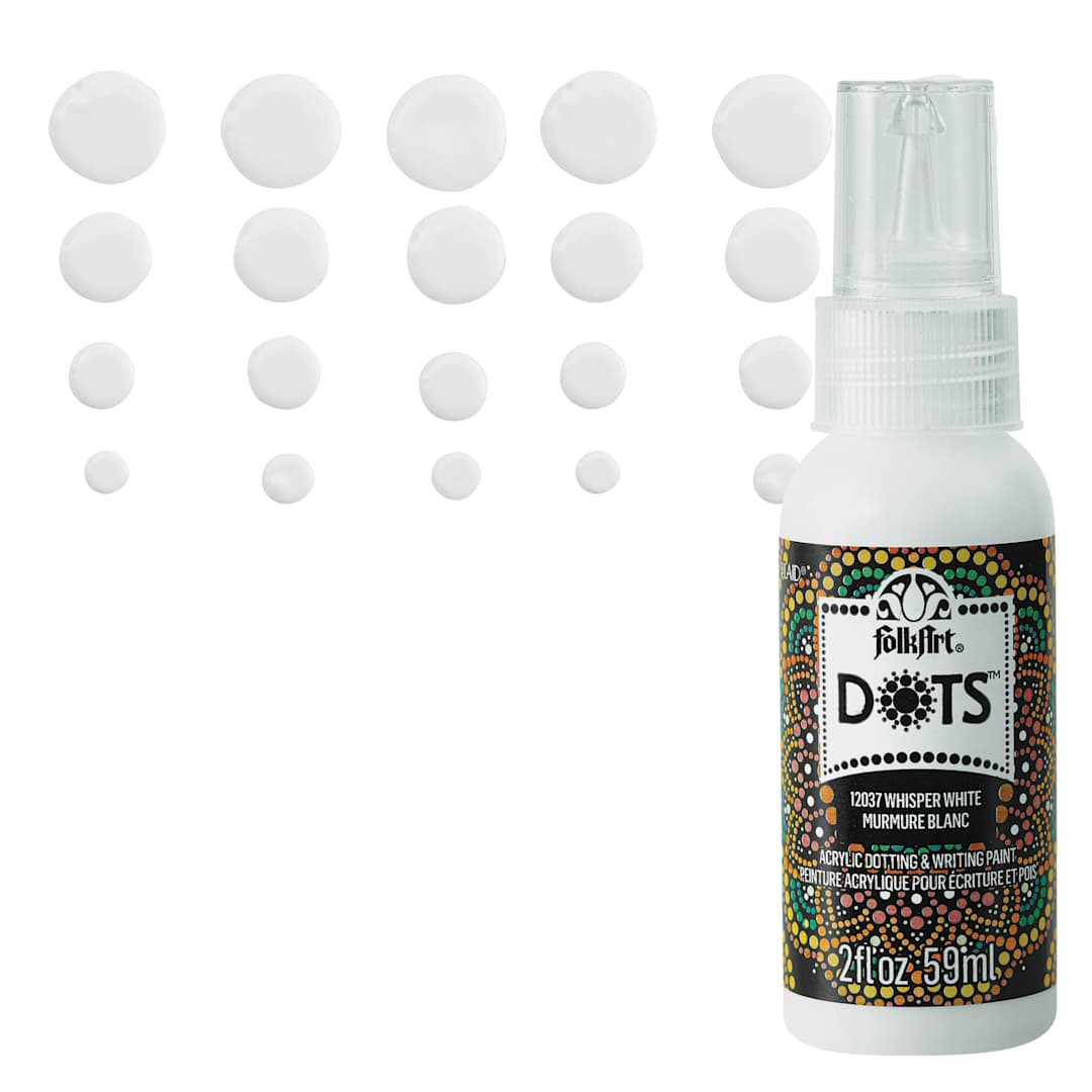 Open in modal - FolkArt Dots Acrylic Paint - Whisper White, 2 oz bottle and swatch