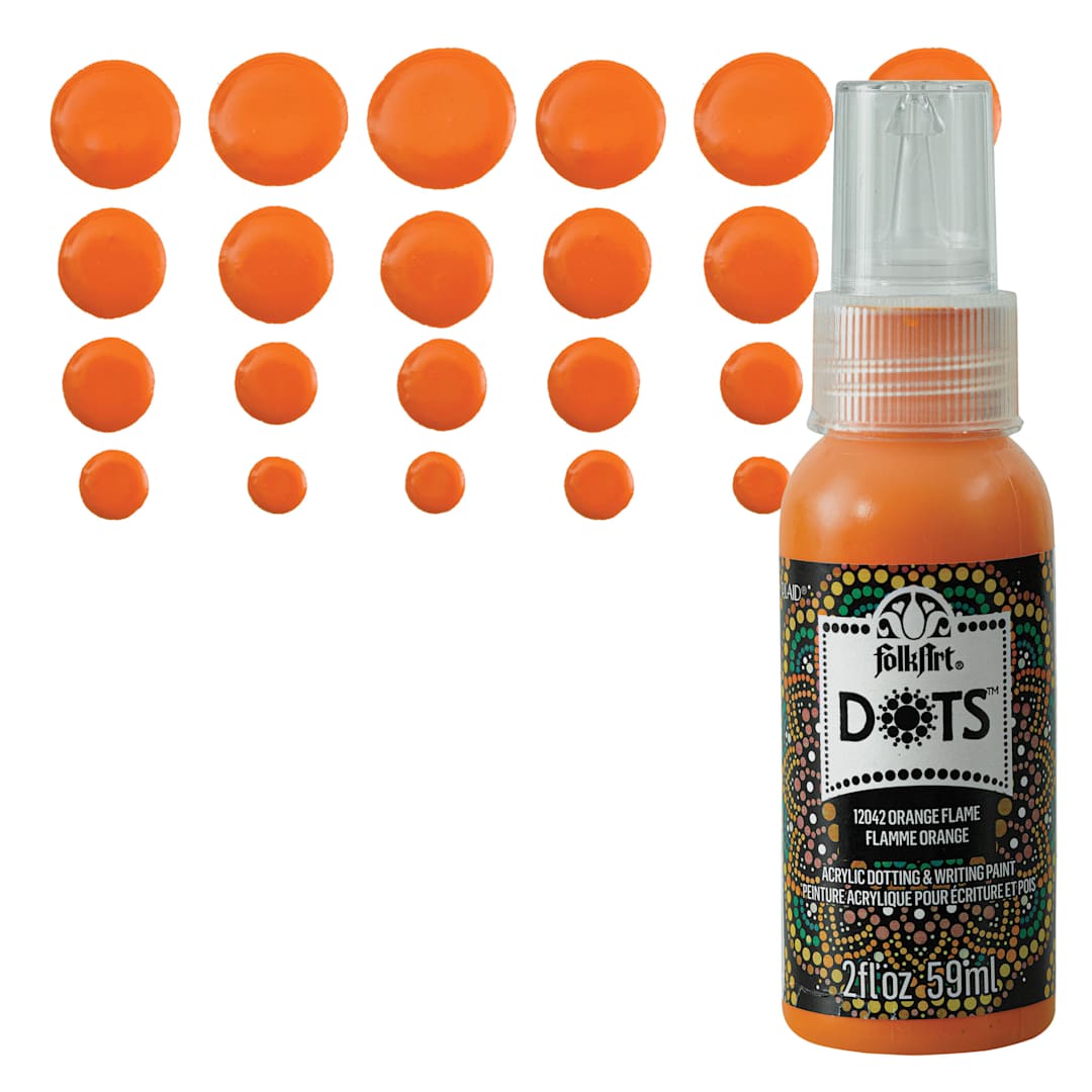 Open in modal - FolkArt Dots Acrylic Paint - Orange Flame, 2 oz bottle and swatch