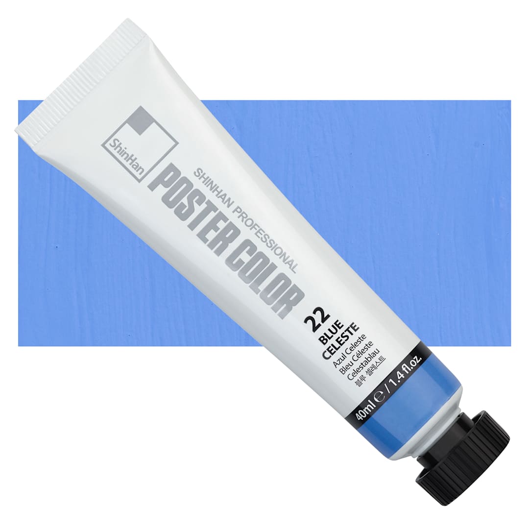 Open in modal - ShinHan Professional Poster Color Paint - Blue Celeste, 40 ml tube and swatch