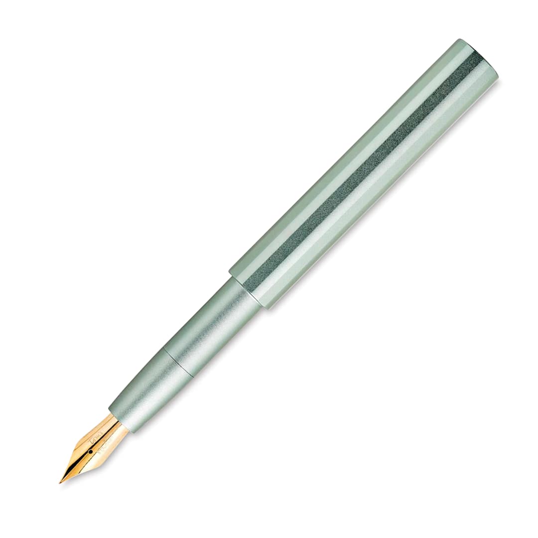 Open in modal - Tom's Studio Pocket Fountain Pen - Sage, Medium Nib, uncapped