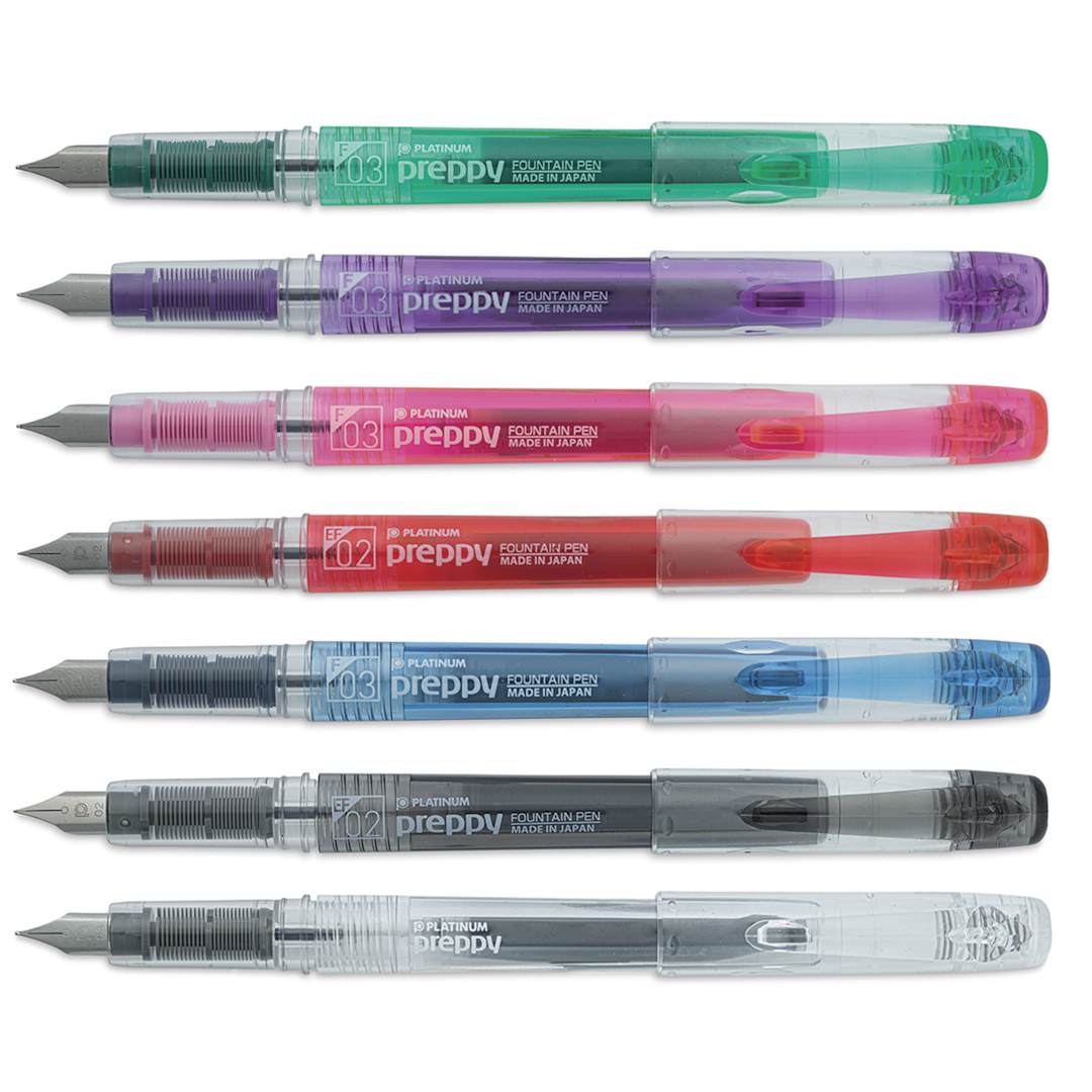 Open in modal - Platinum Preppy Fountain Pens laid out