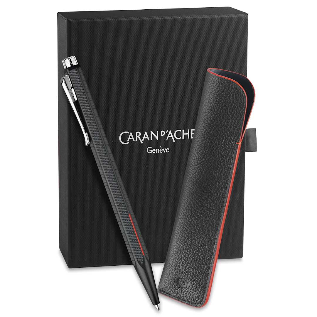 Open in modal - Caran d'Ache Ecridor Racing Ballpoint Pen, pen with packaging and pen case