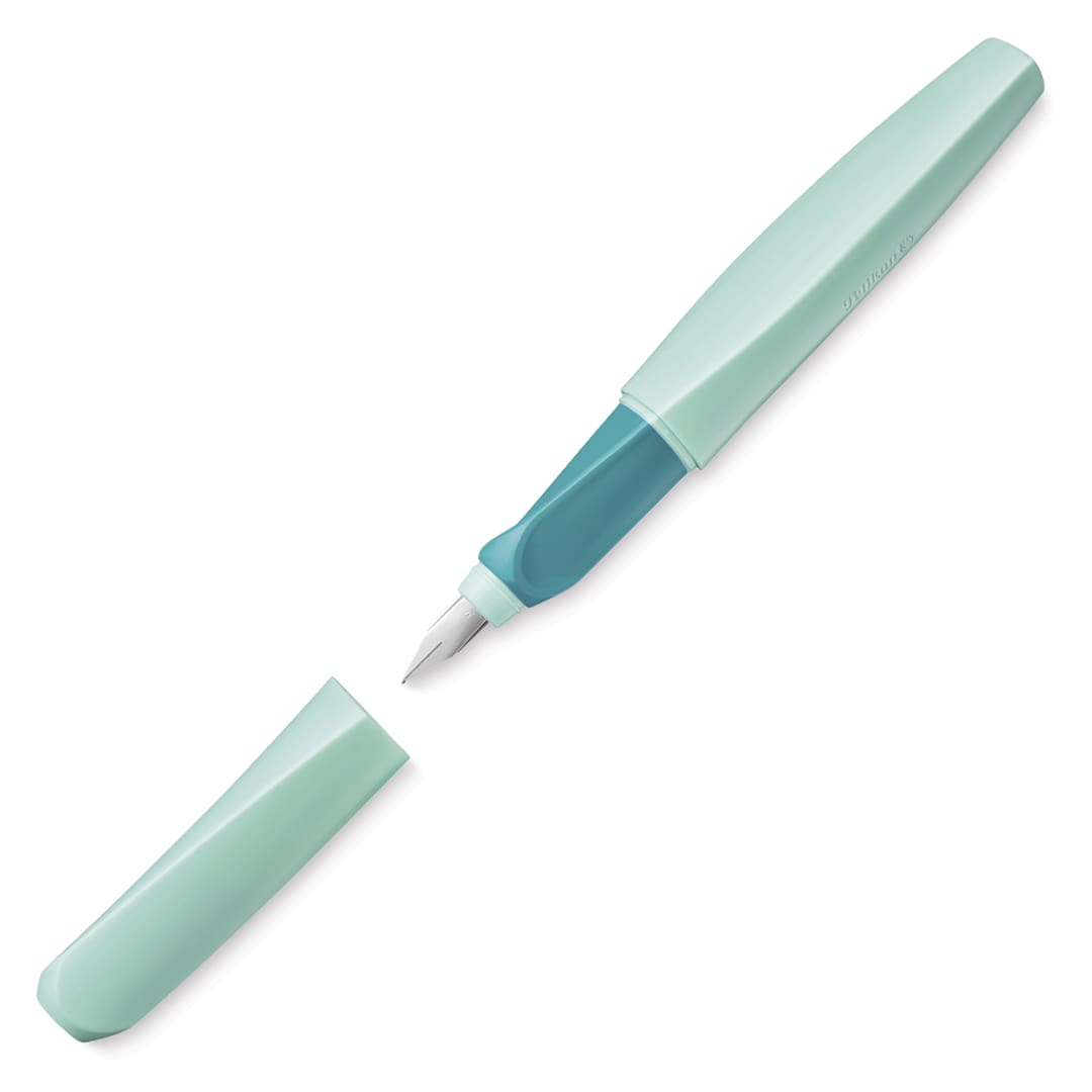Open in modal - Pelikan Twist Fountain Pen - Neon Mint, Medium Tip, pen and cap
