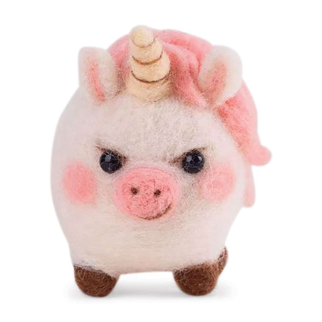 Open in modal - Pokeya Needle Felting Kit - Lola The Piggycorn, front of finished kit