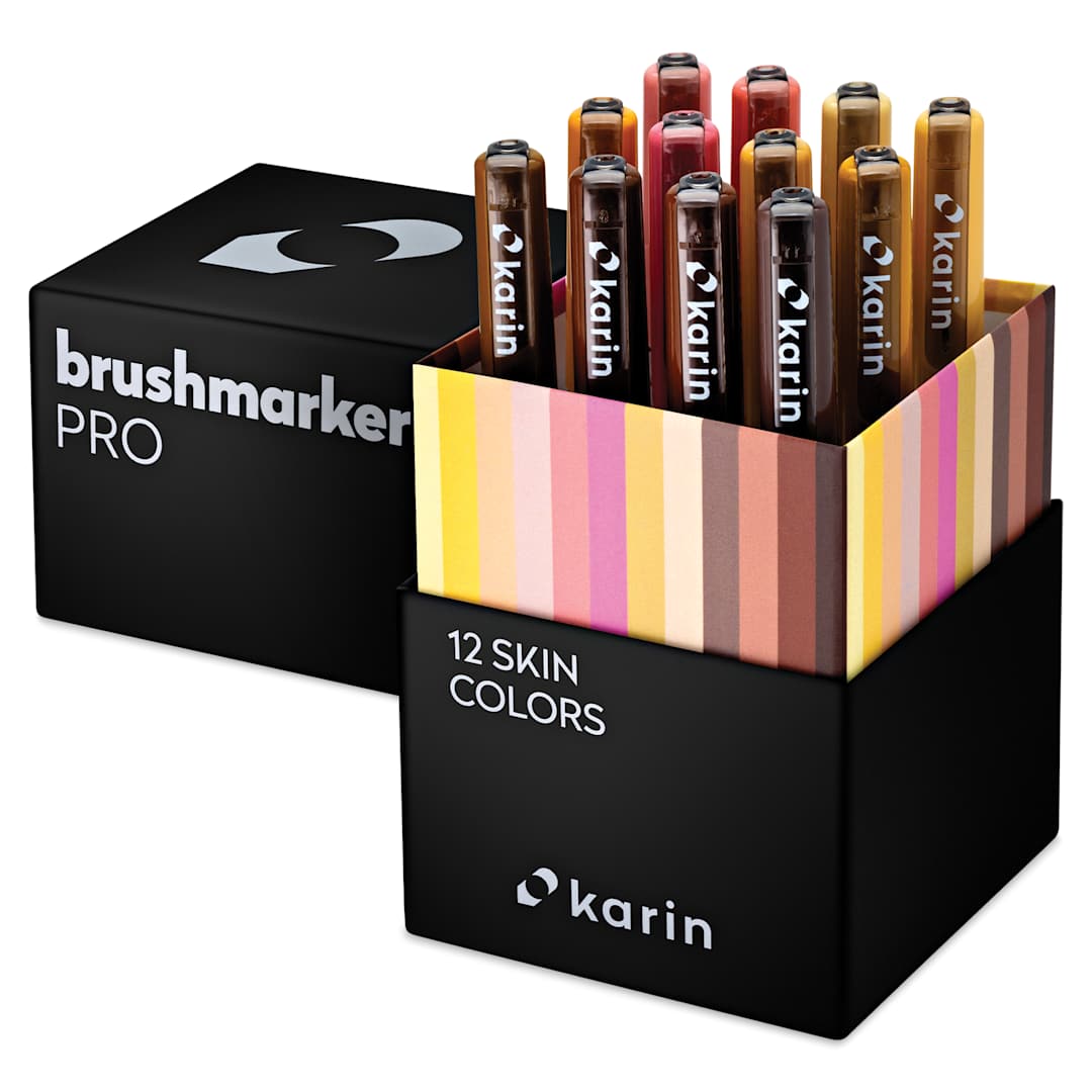 Open in modal - Karin Brushmarkers Pro Markers and Sets - Set of 12, Skin Colors, markers shown