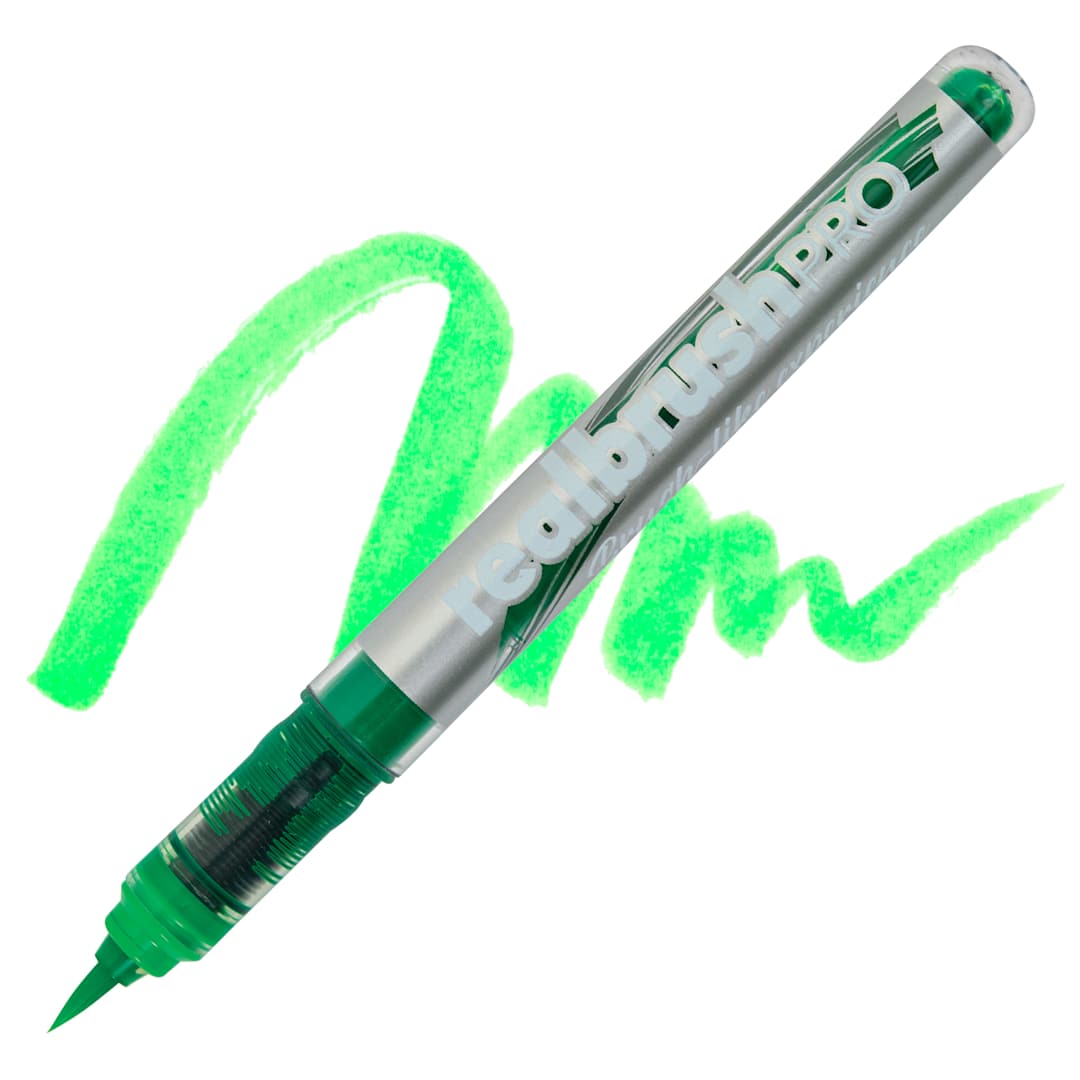 Open in modal - Karin Realbrush Pro Marker - Neon Light Green, swatch and marker