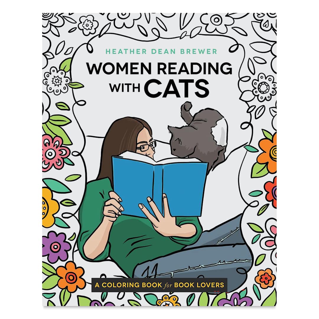 Open in modal - Women Reading with Cats Coloring & Activity Book - Paperback, 128 Pages, front cover