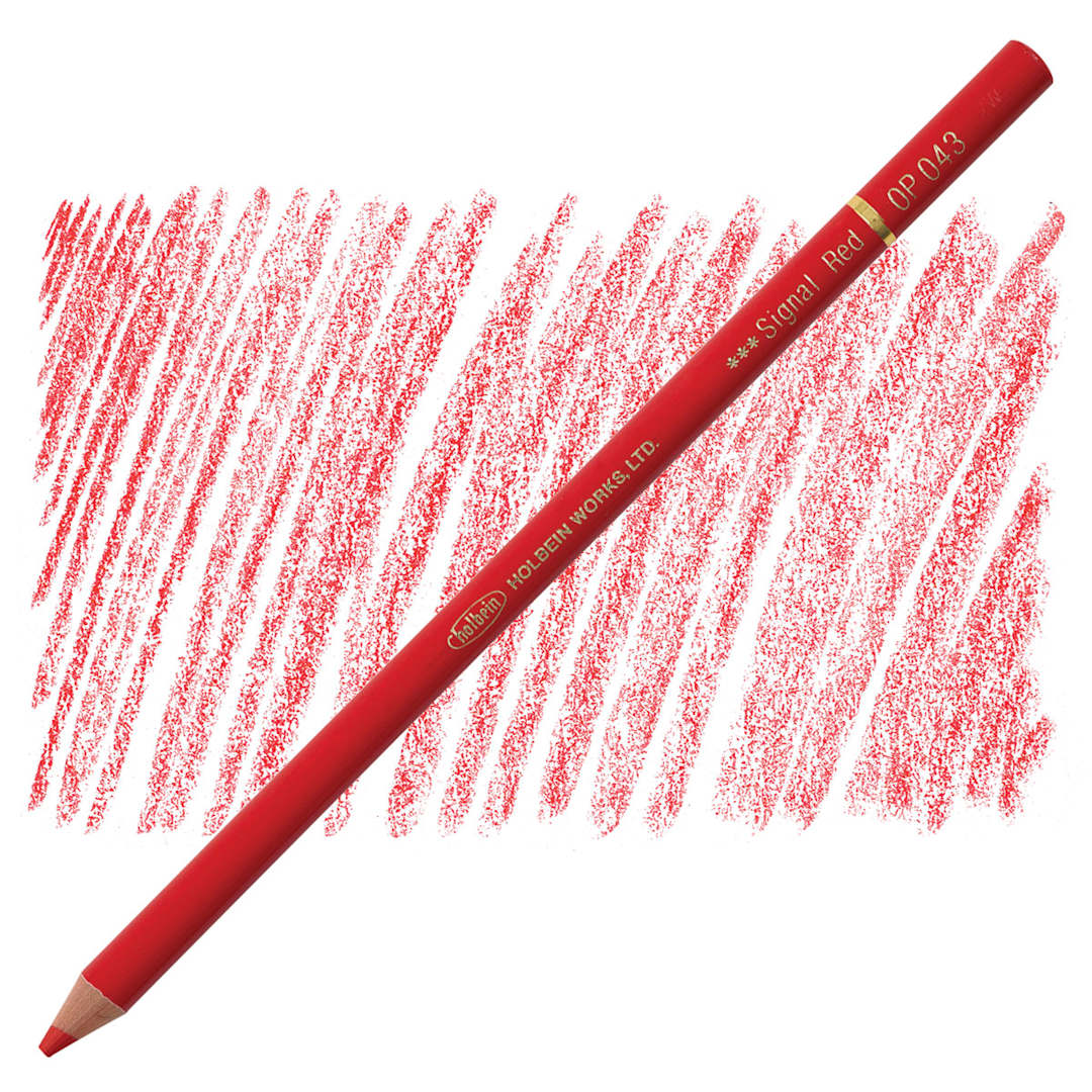 Open in modal - Holbein Artists' Colored Pencil - Signal Red, OP043 pencil and swatch