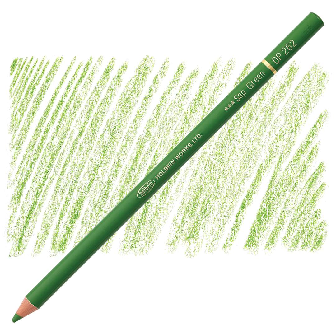 Open in modal - Holbein Artists' Colored Pencil - Sap Green, OP262 pencil and swatch