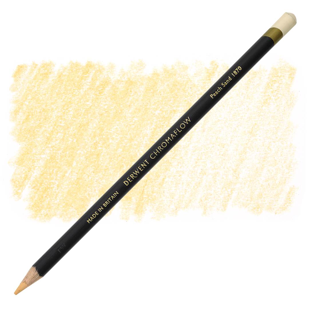 Open in modal - Derwent Chromaflow Colored Pencil - Peach Sand, swatch and block
