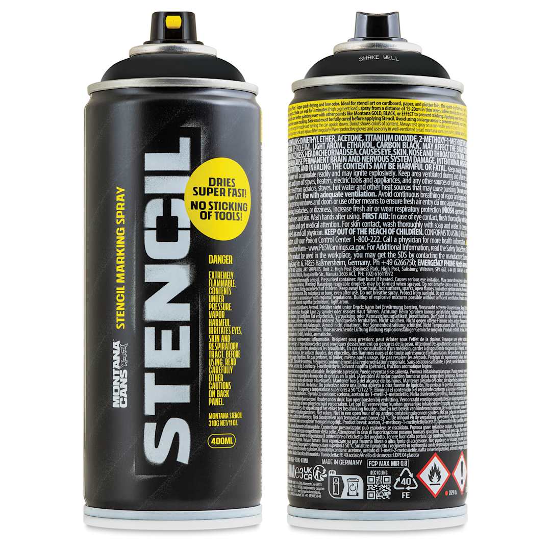 Open in modal - Montana Stencil Spray Paint - Black, 400 ml can