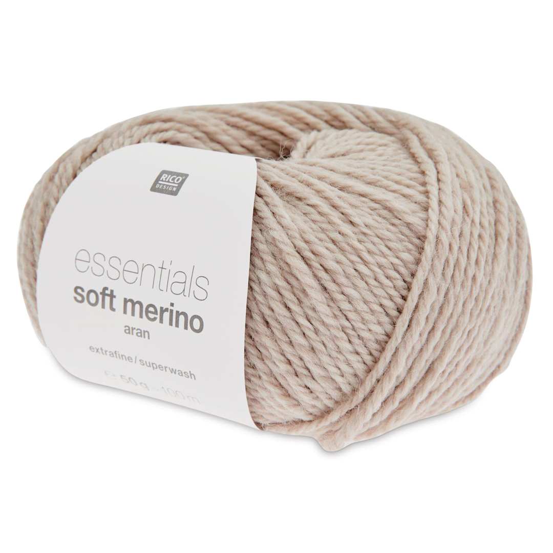 Open in modal - Rico Design Essentials Soft Merino Aran Yarn - Camel Melange, 109 yds