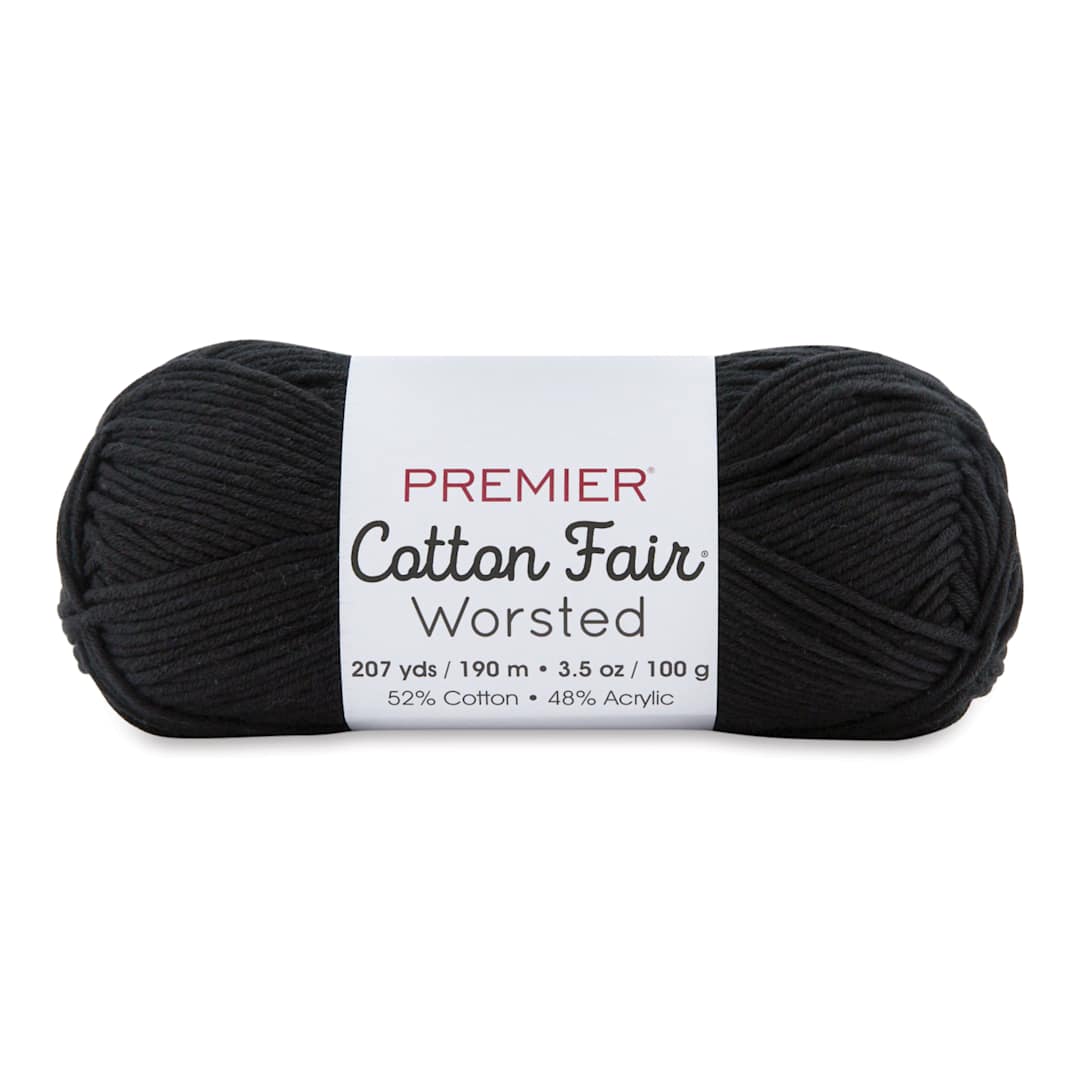 Open in modal - Premier Yarn Cotton Fair Worsted Yarn - Black, 207 yds