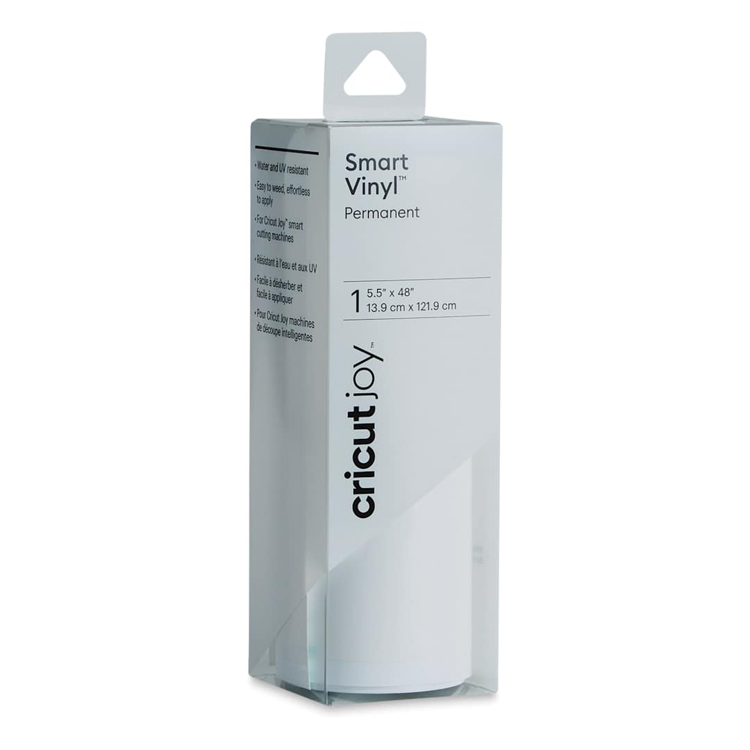 Open in modal - Cricut Joy Permanent Smart Vinyl - White, 5-1/2" x 48", Roll (In packaging)