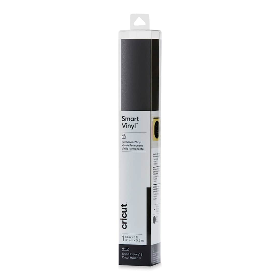 Open in modal - Cricut Permanent Smart Vinyl - Black, Shimmer, 13" x 3 ft, Roll (In packaging)
