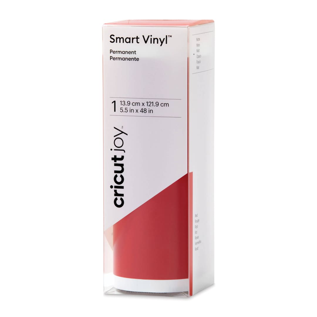 Open in modal - Cricut Joy Permanent Smart Vinyl - Red, Matte, 5-1/2" x 48", roll inside of the packaging