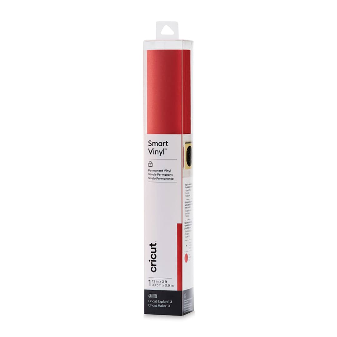 Open in modal - Cricut Permanent Smart Vinyl - Red, Shimmer, 13" x 3 ft, Roll (In packaging)