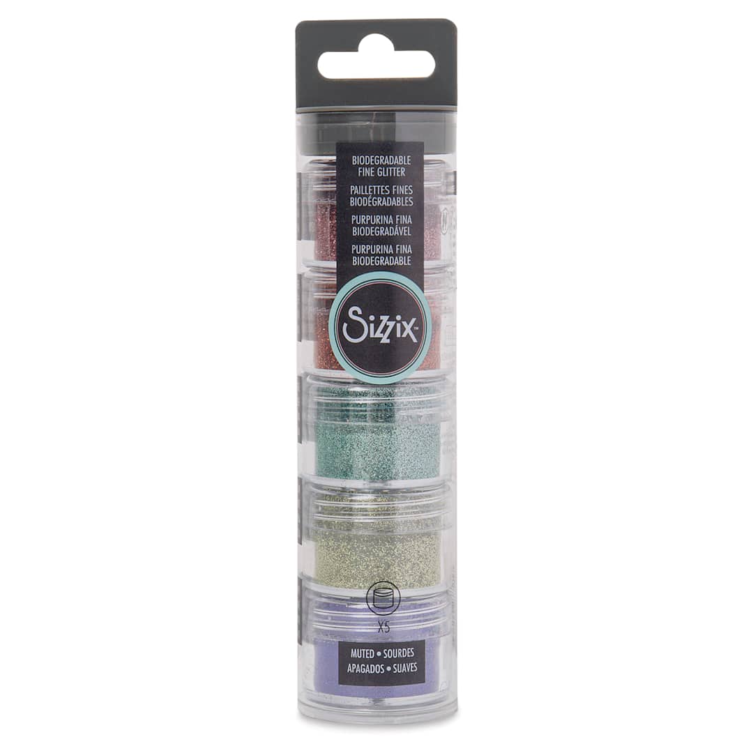 Open in modal - Sizzix Biodegradable Fine Glitter - Muted, Set of 5 Pots