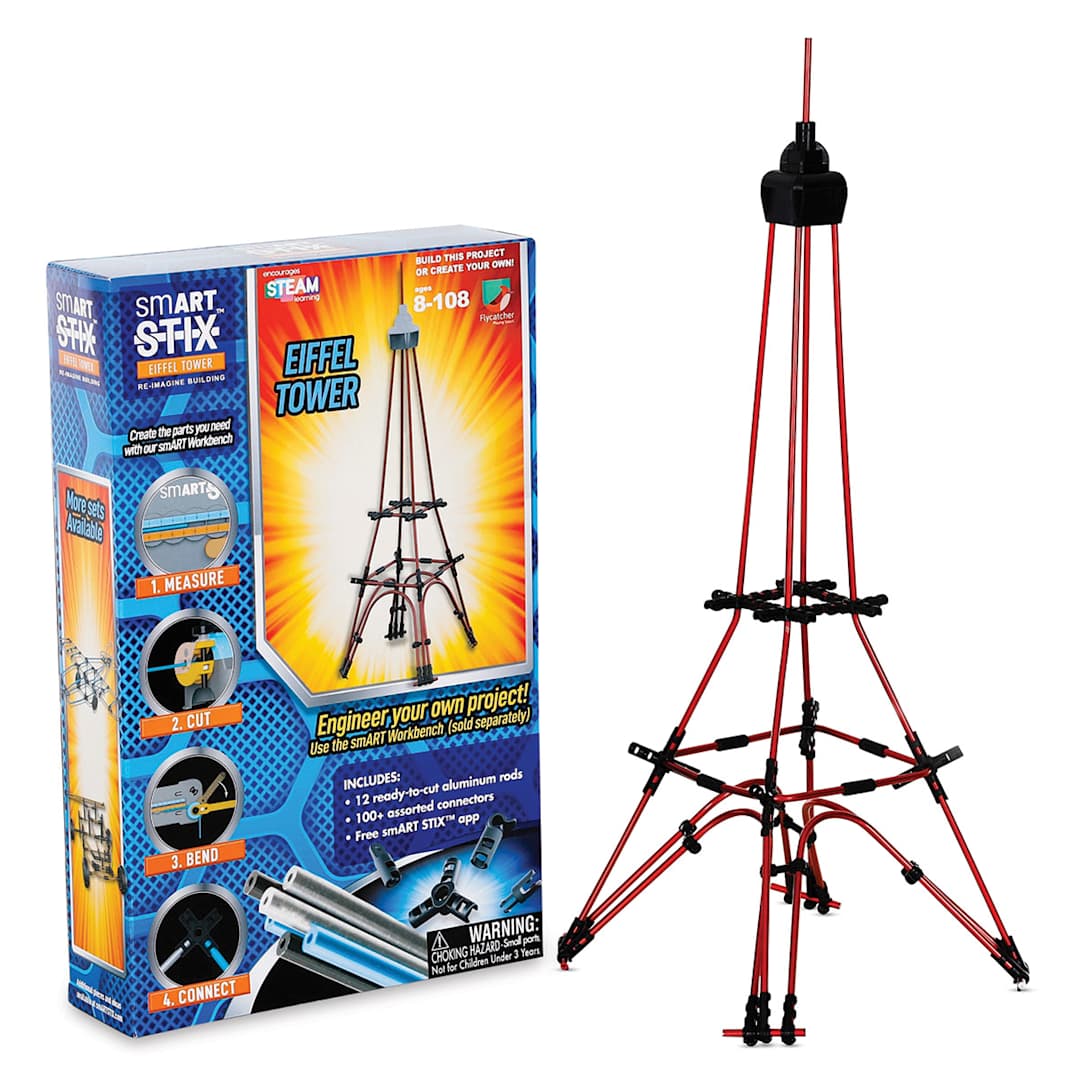 Open in modal - Flycatcher smART STIX Eiffel Tower Kit (Completed Eiffel Tower with kit box)