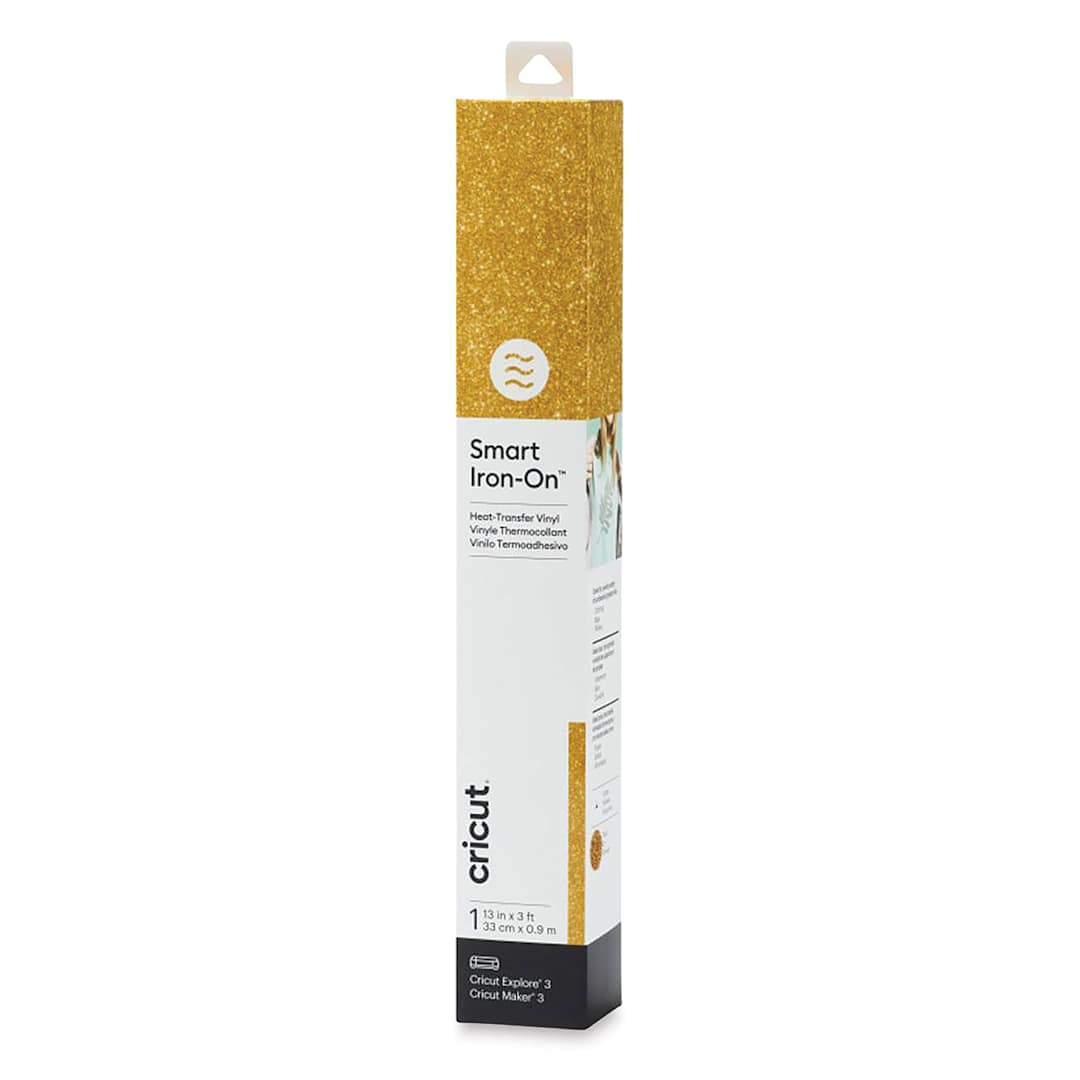 Open in modal - Cricut Smart Iron-On Heat Transfer Vinyl - Gold Glitter, 13" x 3 ft, Roll