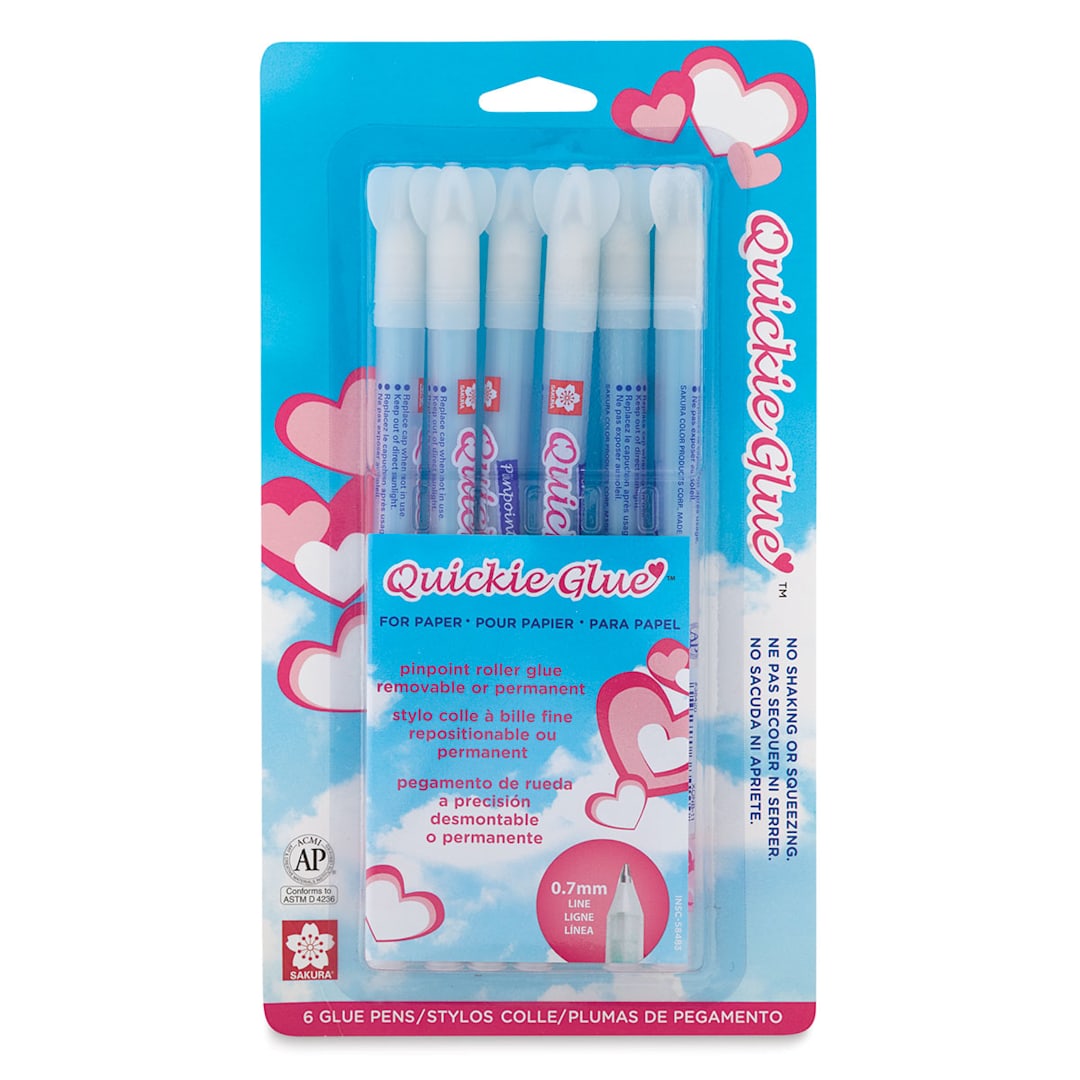Open in modal - Sakura Quickie Glue Pen - Front of blister package of 6 pens
