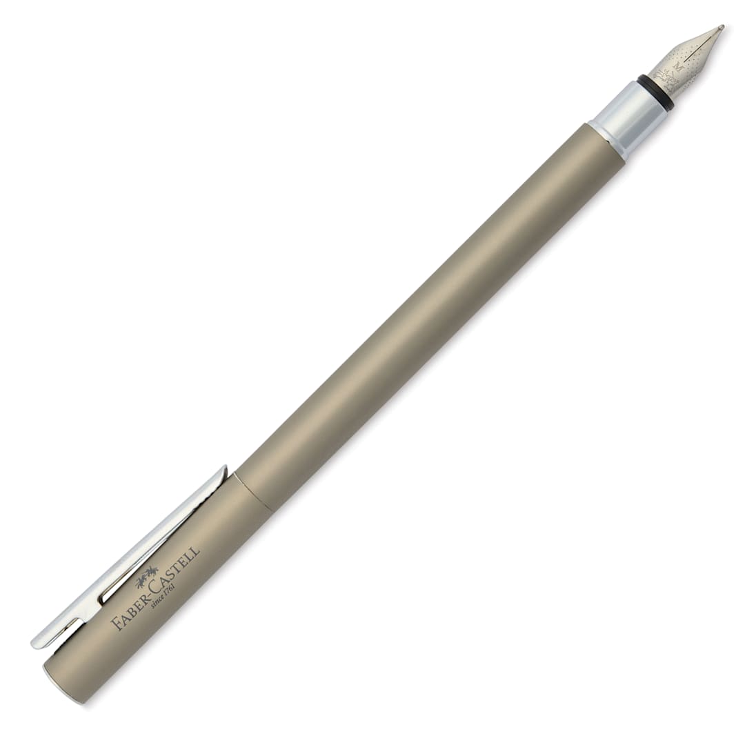 Open in modal - Faber-Castell Neo Slim Fountain Pen - Stainless Steel, Matte, Broad Tip