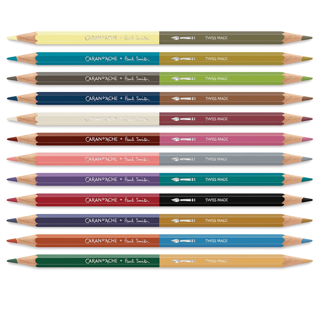 Open in modal - Caran d’Ache Paul Smith Special Edition Bicolor Water Soluble Colored Pencil Set