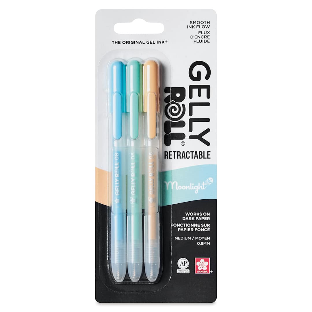 Open in modal - Sakura Gelly Roll Retractable Moonlight Pens - Set of 3, Pastel Garden, front of packaging