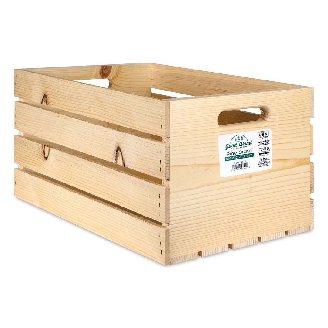 Open in modal - Good Wood by Leisure Arts Pine Crate - Unfinished, front