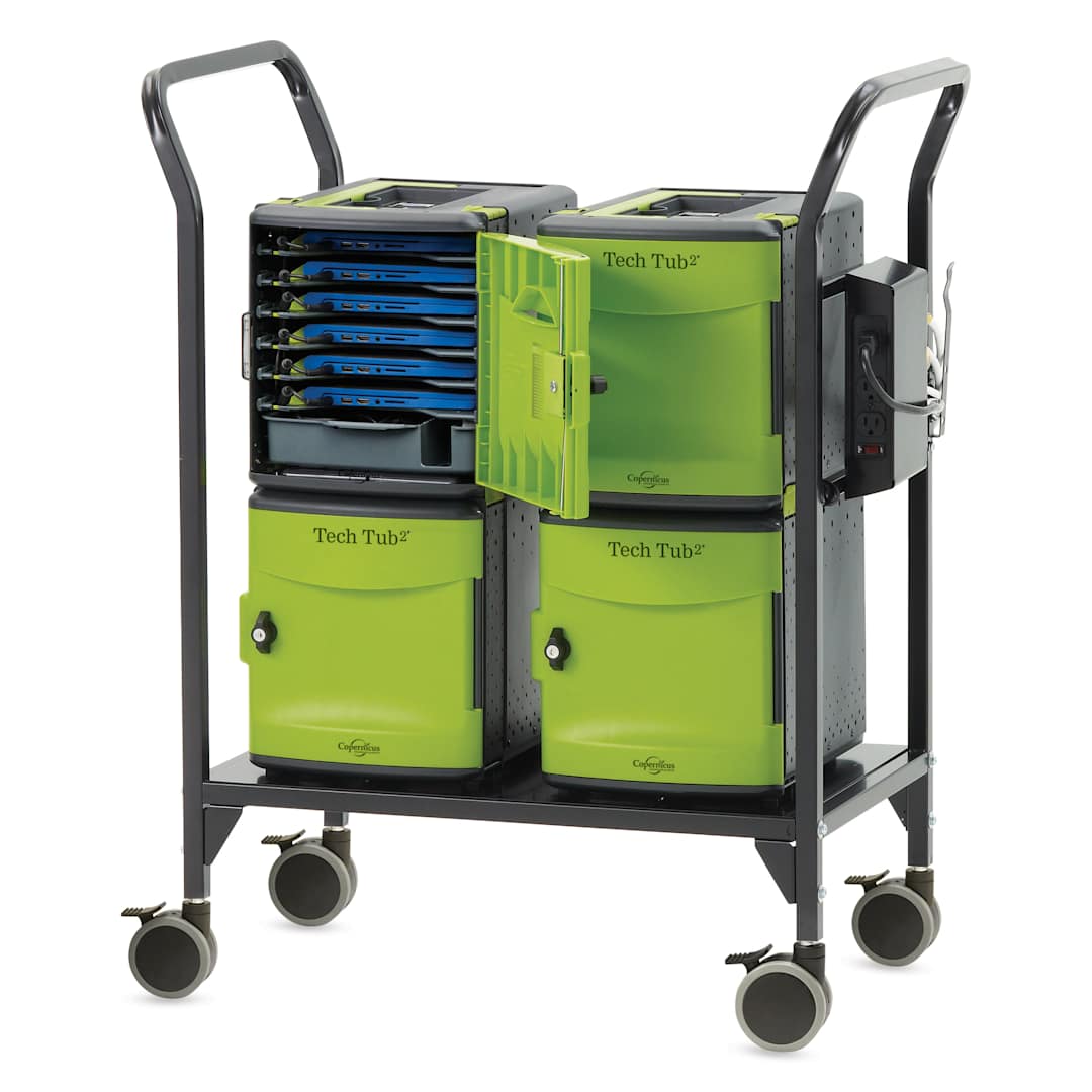 Open in modal - Copernicus Tech Tub2 Modular Charging & Storage Cart - 24-Device Cart, four units on cart