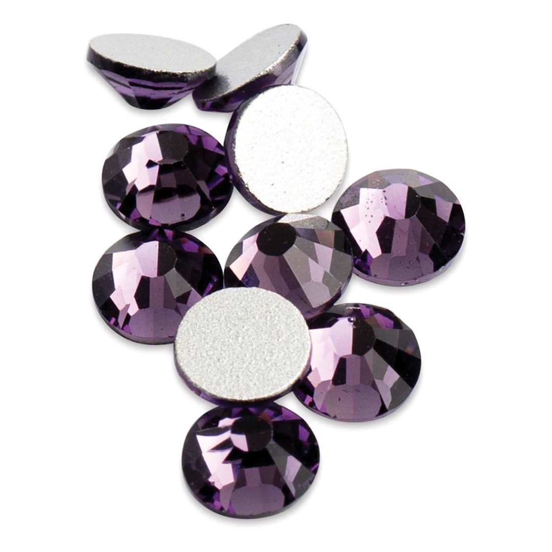 Open in modal - John Bead Crystal Lane Flat Back Rhinestones - Light Violet, 4.7 mm, (Close-up of front and back of rhinestones)