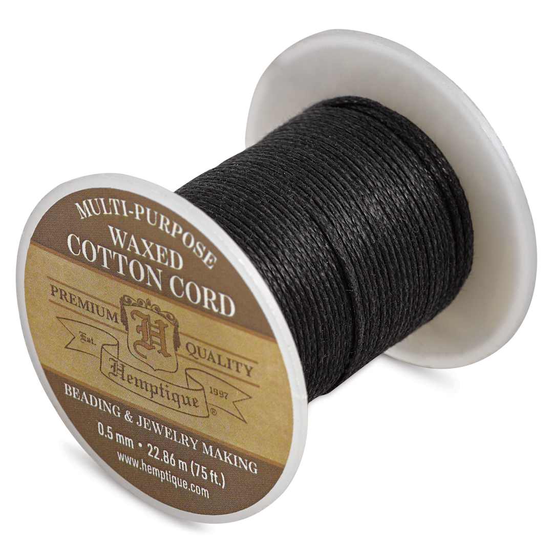 Open in modal - Hemptique Waxed Cotton Cord - Black, 0.5 mm