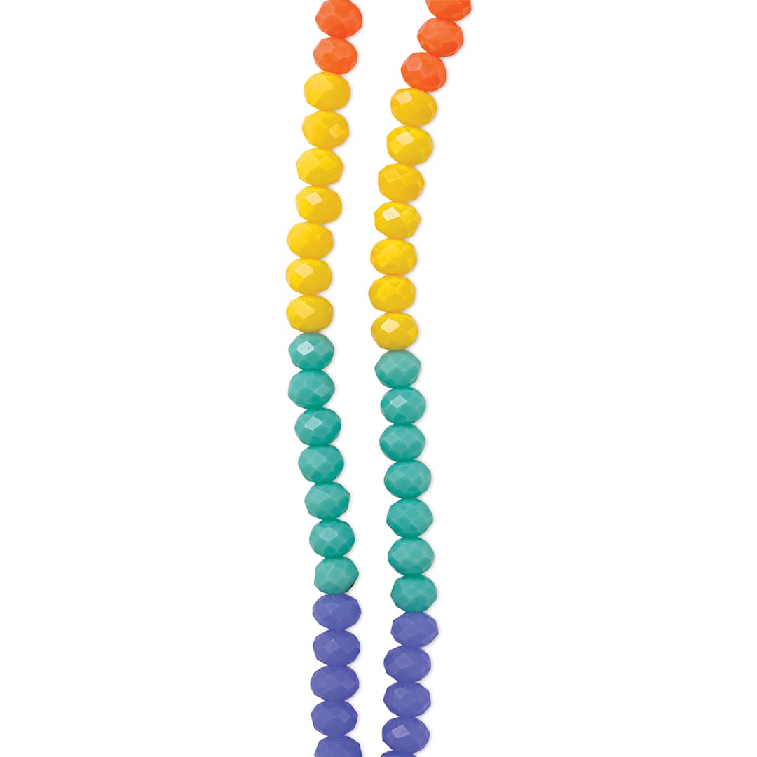 Open in modal - John Bead DIY Designer Glass Bead Strand - Opaque Rainbow Mix close-up
