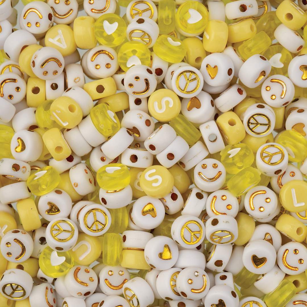 Open in modal - John Bead Craft Beads Disc Mix - Yellow - close-up