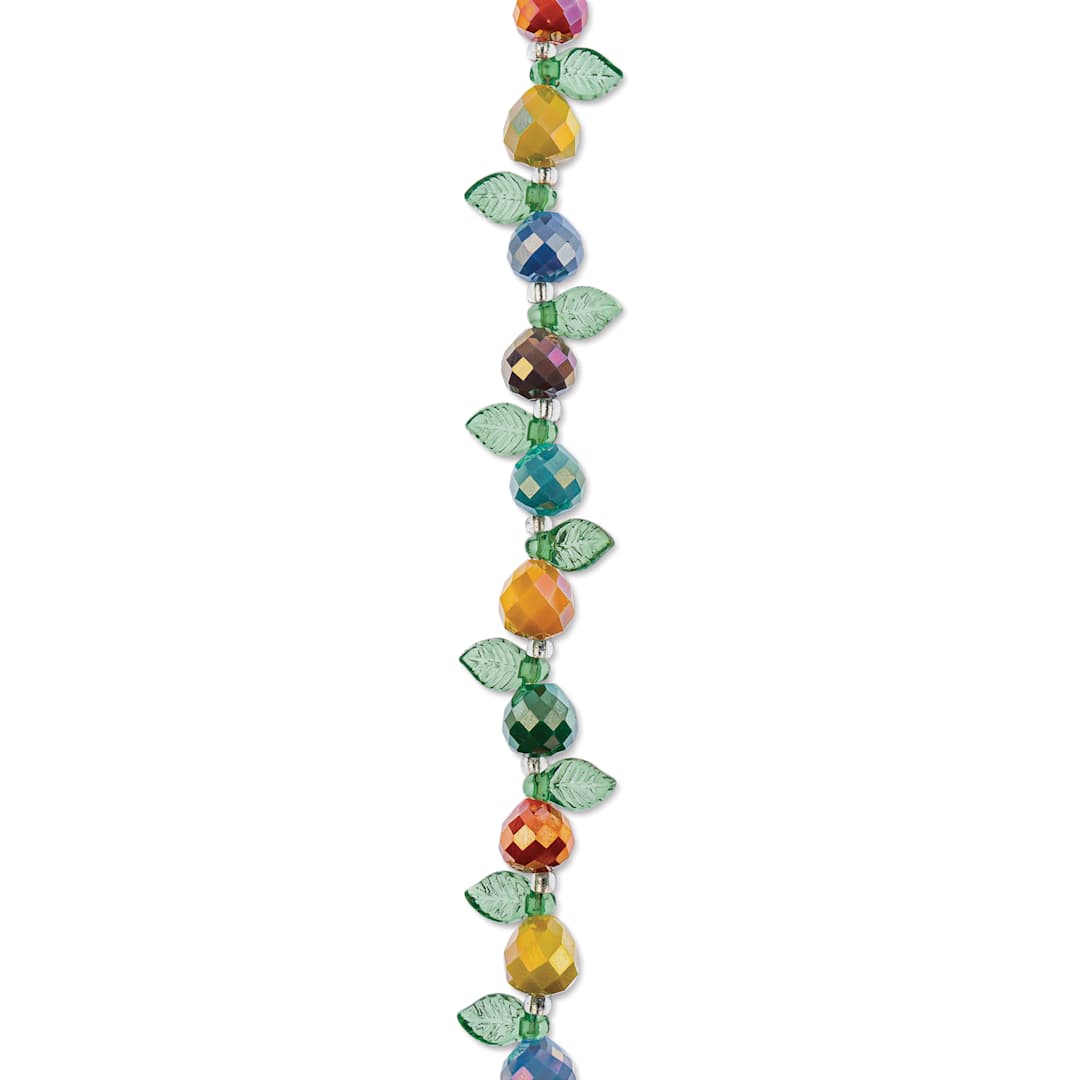 Open in modal - John Bead Crystal Lane DIY Glass Garden Bead Single Strand - Pears and Leaves, Assorted Colors