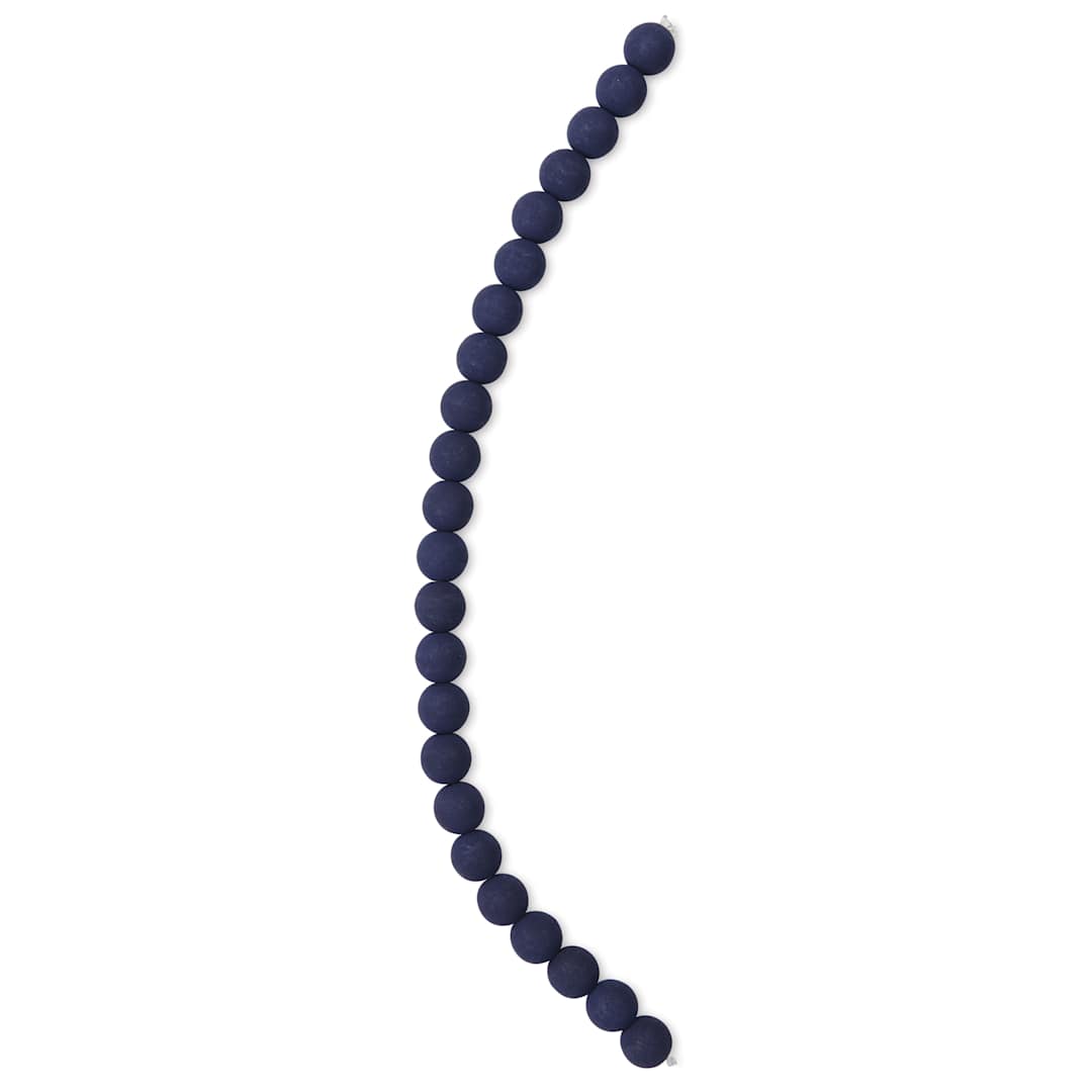 Open in modal - John Bead Czech Glass Preciosa Velvet Bead Strand - Round, Black, 8 mm