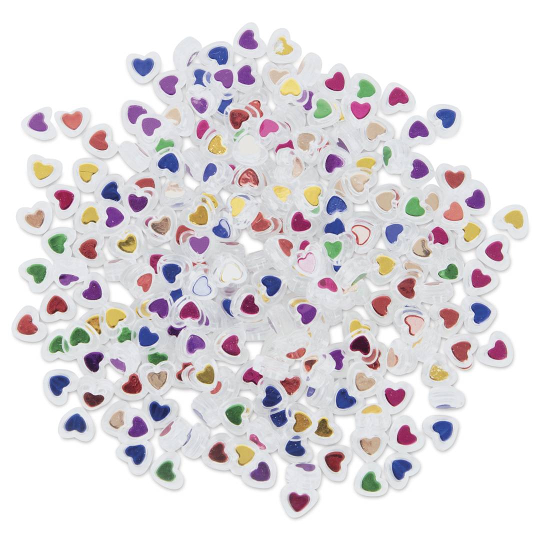 Open in modal - Cousin DIY Heart Bead Mix - Pkg of 280, Rainbow Colors - out of packaging