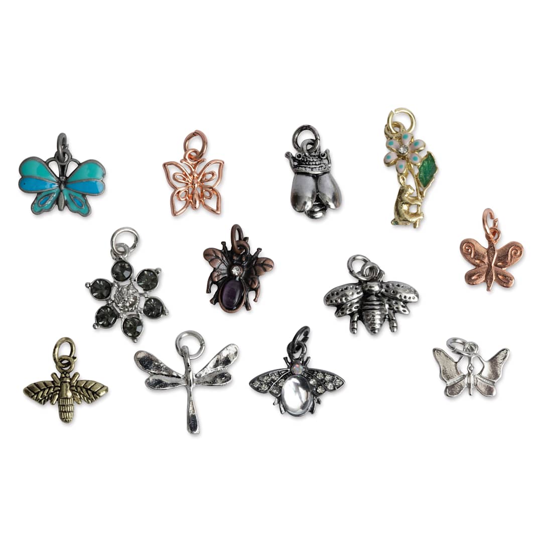Open in modal - Jewelry Made By Me Charm Set - Pkg of 12, Butterfly and Bug