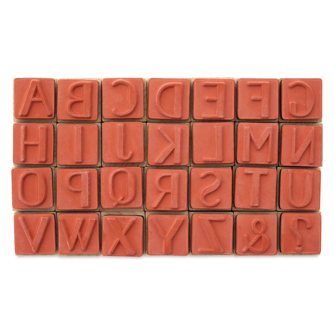 Open in modal - Hero Arts Letters Woodblock Stamp Set - Set of 28, Golden Age, stamping side