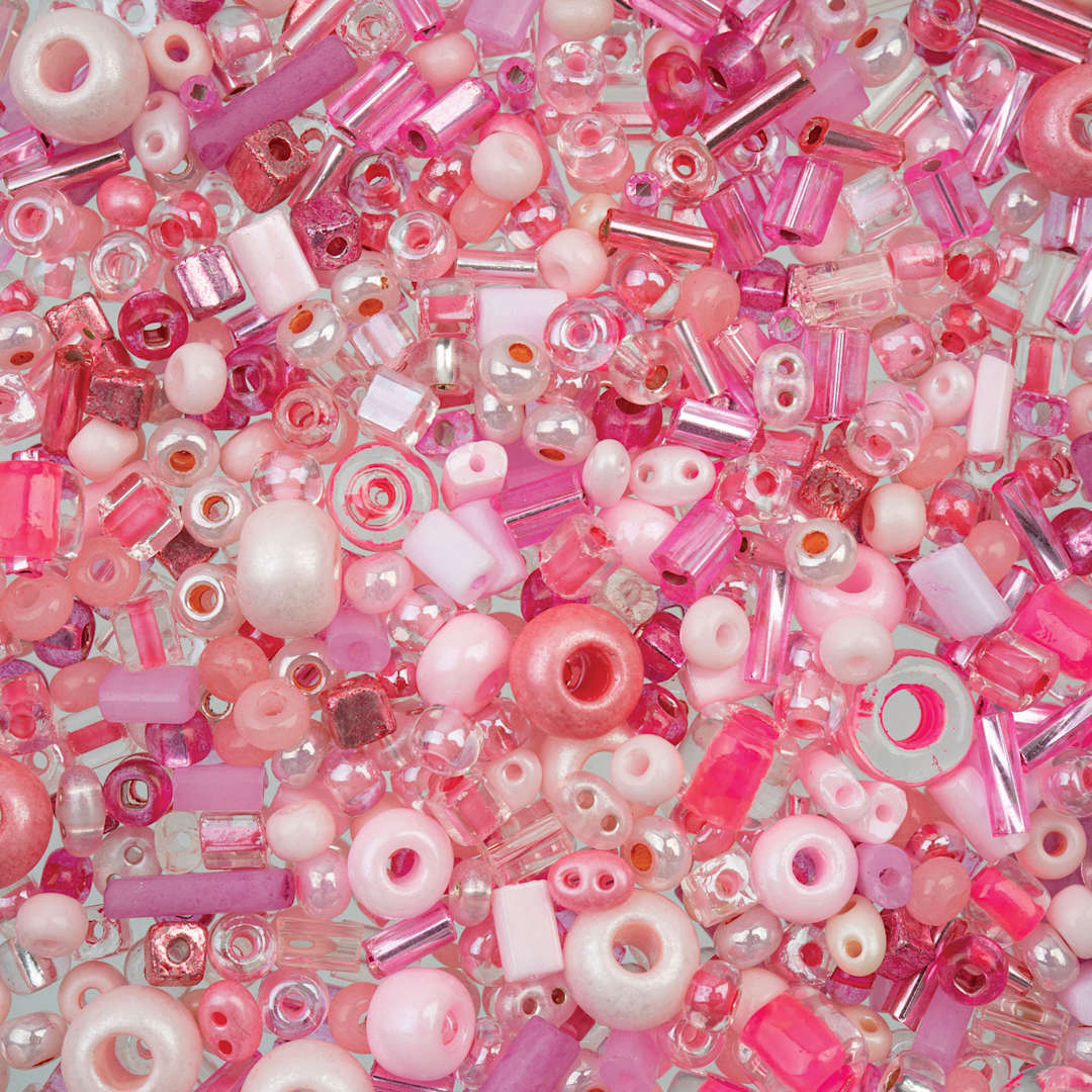 Open in modal - John Bead Bead Bar Czech Glass Bead Assortment - Pink, 50 g