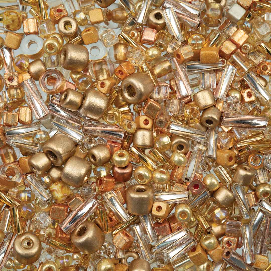 Open in modal - John Bead Bead Bar Czech Glass Bead Assortment - Gold, 50 g