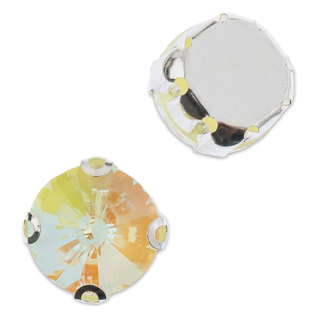 Open in modal - John Bead Crystal Lane DIY Sew On Rhinestones - Pkg of 20, Silver Setting, Neon Yellow AB, 10 mm