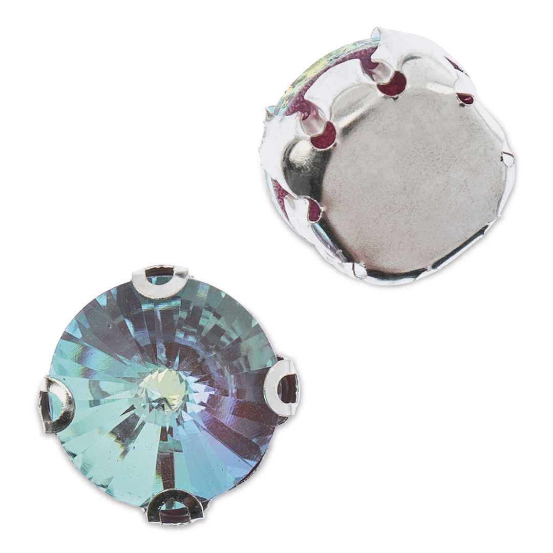 Open in modal - John Bead Crystal Lane DIY Sew On Rhinestones - Pkg of 20, Silver Setting, Neon Blue AB, 10 mm